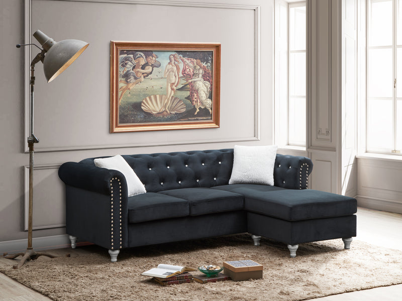 Glory Furniture Raisa Gray Velvet Sofa Chaise
