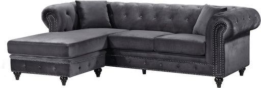 Meridian Furniture Sabrina Navy Velvet 2pc Reversible Sectional
