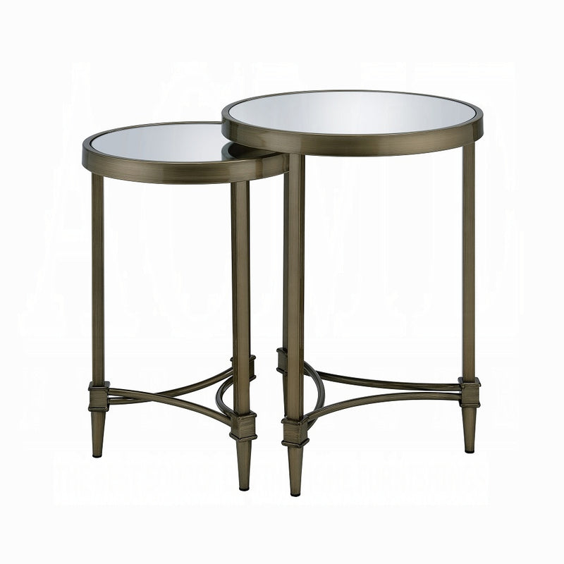 Acme Furniture Aditya Antique Brass Nesting Table Set