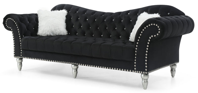 Glory Furniture Wilshire Black Velvet Sofa