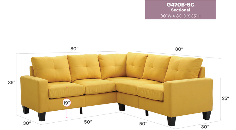 Glory Furniture Newbury Black Fabric Sectional