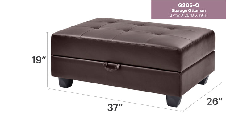 Glory Furniture Revere Black Faux Leather Ottoman