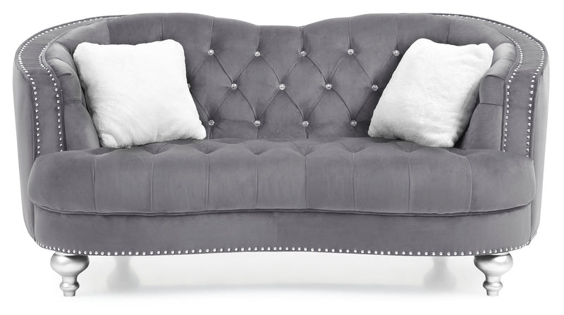 Glory Furniture Jewel Gray Velvet Loveseat