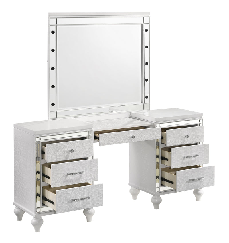 New Classic Furniture Valentino Silver Vanity Desk with Mirror