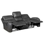 Home Elegance Newnan Brown Double Reclining Sofa with Drop Down Cup Holders