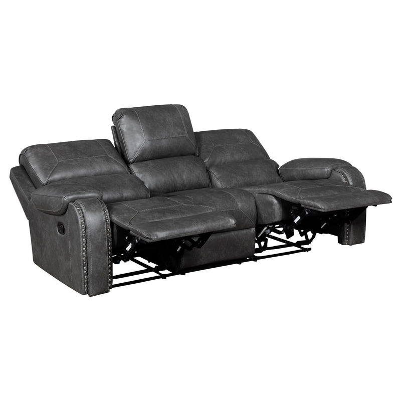 Home Elegance Newnan Brown Double Reclining Sofa with Drop Down Cup Holders
