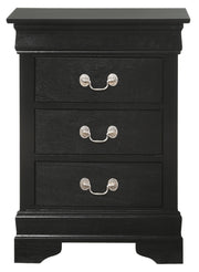 Glory Furniture Louis Phillipe Black 3 Drawers Nightstand