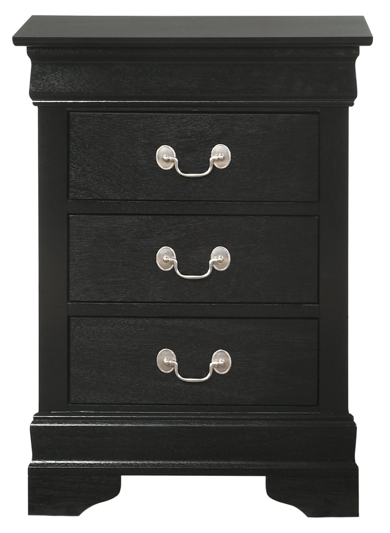 Glory Furniture Louis Phillipe Black 3 Drawers Nightstand