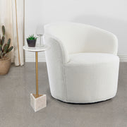 Coaster Furniture Joyce White Upholstered Swivel Barrel Chair