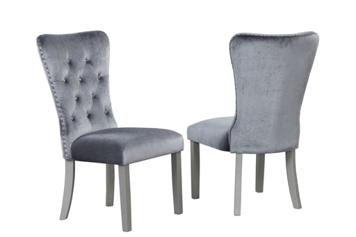 2 Glory Furniture Geneva Gray Silver Champagne Side Chairs