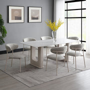 Acme Furniture Kalam Light Gray Beige 7pc Dining Room Set