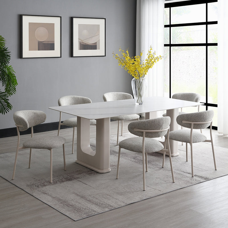 Acme Furniture Kalam Light Gray Beige 7pc Dining Room Set