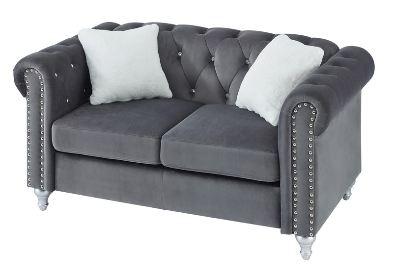 Glory Furniture Raisa Navy Blue Velvet Loveseat