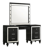New Classic Furniture Valentino Black Vanity Desk with Mirror
