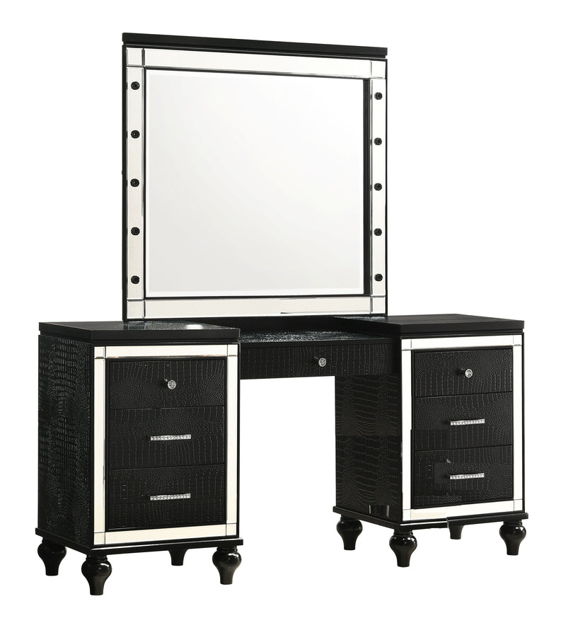 New Classic Furniture Valentino Black Vanity Desk with Mirror