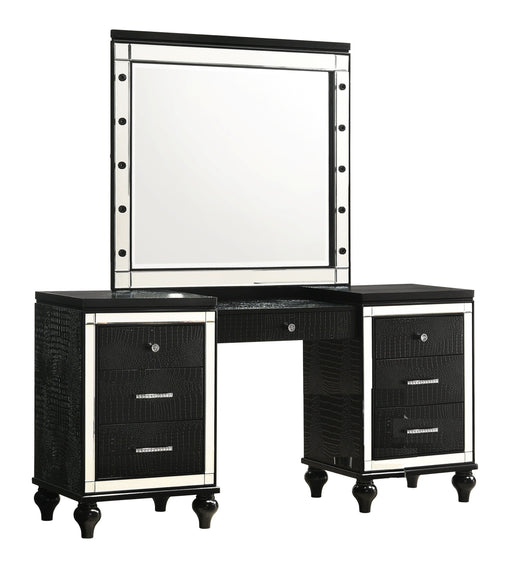 New Classic Furniture Valentino Black Vanity Desk with Mirror