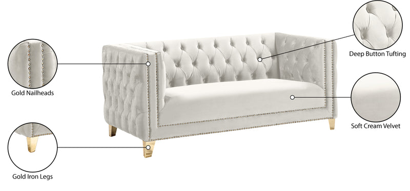 Meridian Furniture Michelle Cream Velvet Loveseat