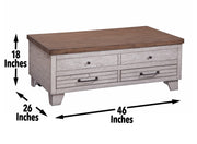 Steve Silver Bear Creek White Honey Smoke Lift Top Cocktail