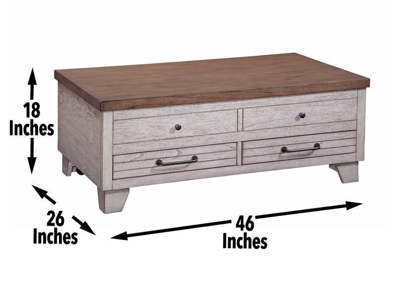 Steve Silver Bear Creek White Honey Smoke Lift Top Cocktail