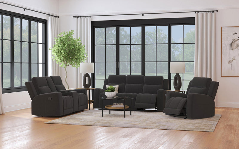 Coaster Furniture Brentwood Dark Charcoal Grey Reclining 3pc Living Room Set