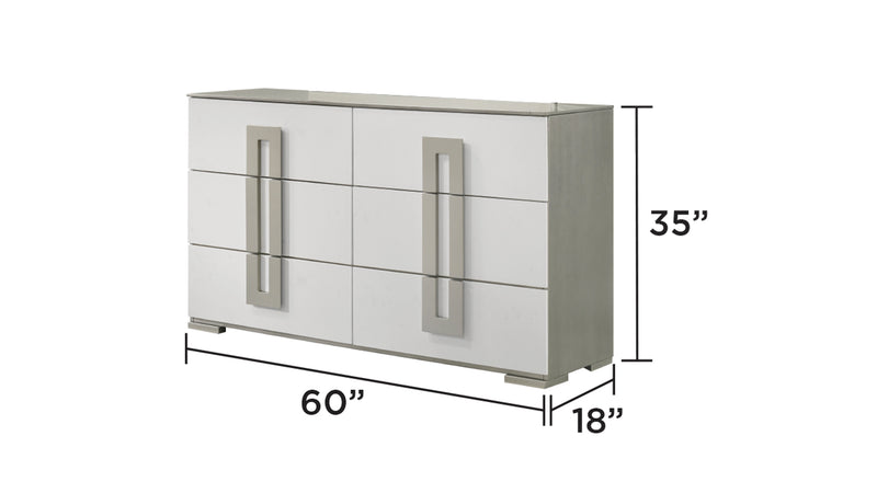 Galaxy Home Olivia White Dresser and Mirror