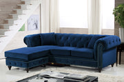 Meridian Furniture Sabrina Navy Velvet 2pc Reversible Sectional