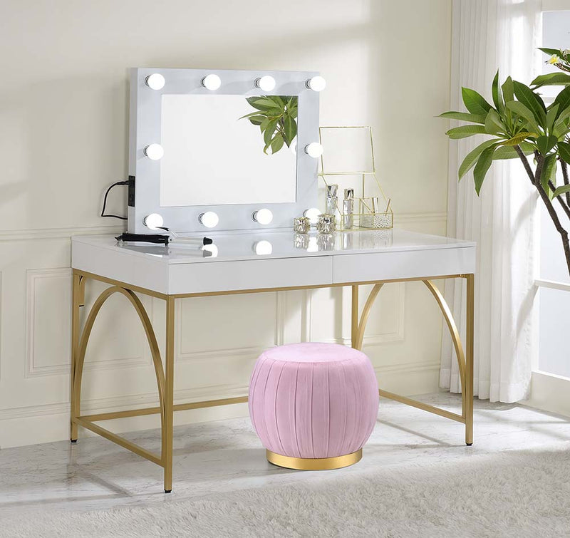 Acme Furniture Lightmane White Gold Vanity Desk