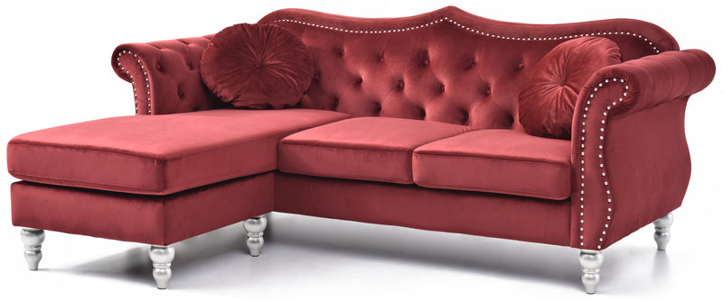 Glory Furniture Hollywood Burgundy Sofa Chaise