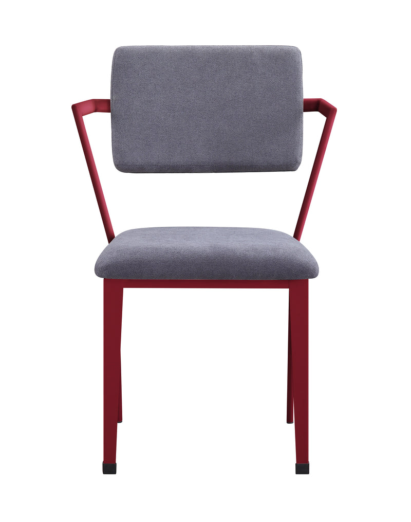 Acme Furniture Cargo Gray Fabric Red Metal Desk and Chair Set