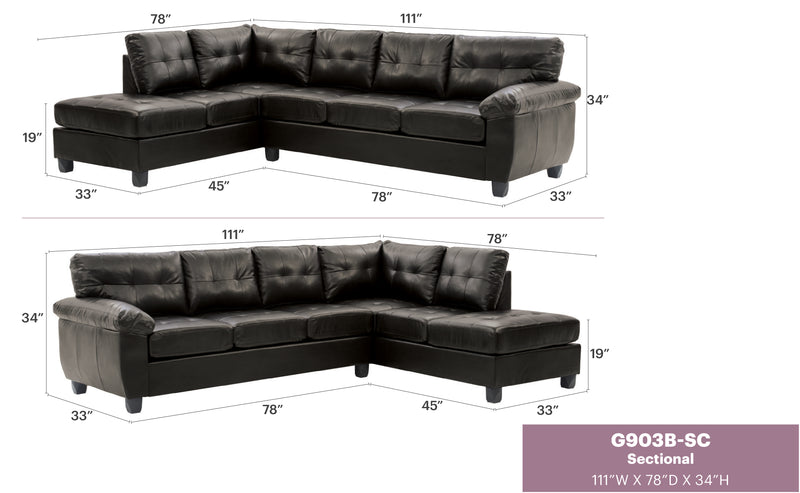 Glory Furniture Gallant Gray Faux Leather Sectional