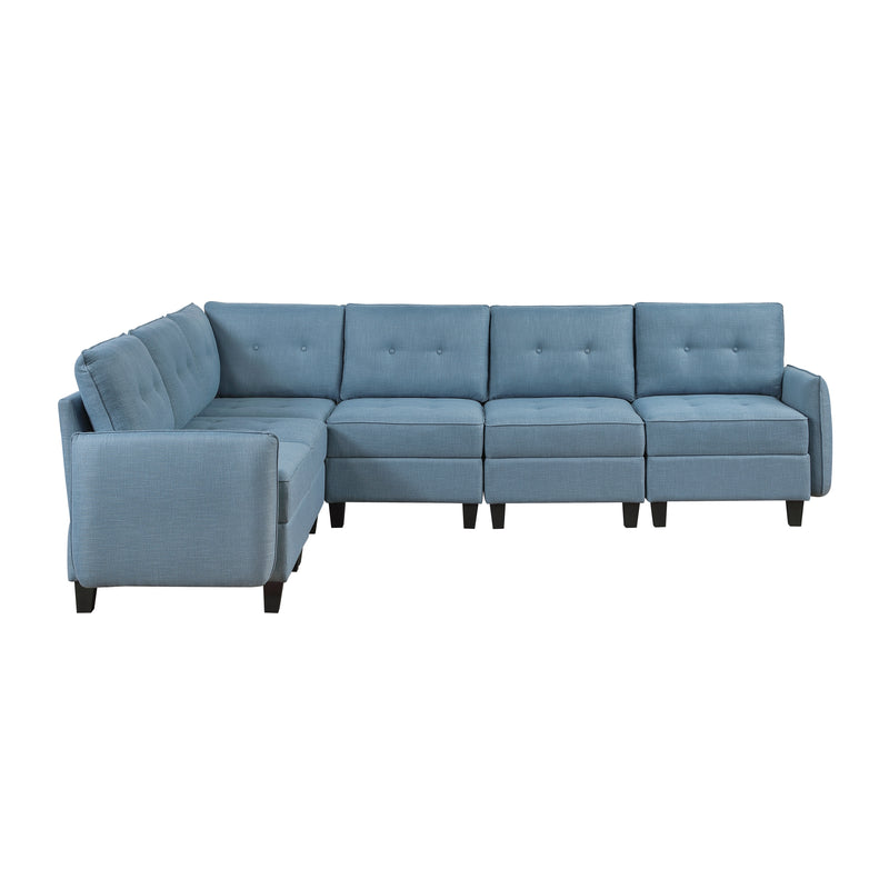 Home Elegance Garren Blue 6pc Sectional with Storage