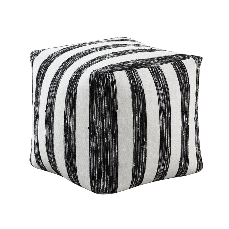 Home Elegance Easley Black White Fabric Pouf