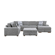 Home Elegance Raife Blue 5pc Sectional with Right Chaise and Storage Ottoman