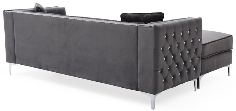 Glory Furniture Paige Gray Velvet Sofa Chaise