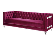 Acme Furniture Heibero Burgundy Sofa with Pillows