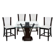 Home Elegance Daisy White Espresso Square 5pc Counter Height Set