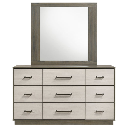 Coaster Furniture Fenwick Grey Oak Almond Brown 9 Drawer Dresser and Mirror