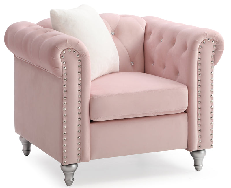Glory Furniture Raisa Pink Velvet Chair