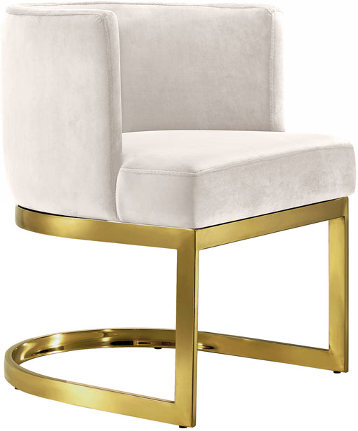 Meridian Furniture Gianna Cream Velvet Gold Dining Chair