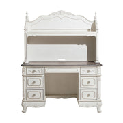 Home Elegance Cinderella Gray White Writing Desk with Hutch