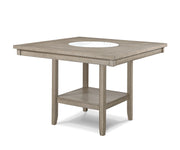 Crown Mark Fulton White Oak Counter Height Table With Marble Lazy Susan