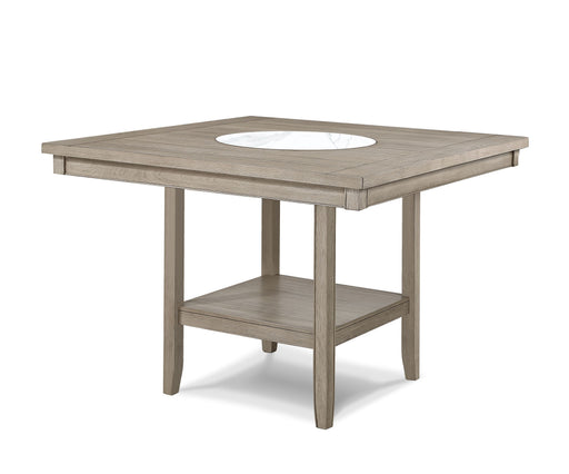 Crown Mark Fulton White Oak Counter Height Table With Marble Lazy Susan
