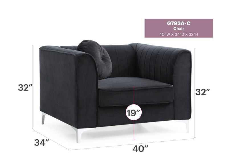 Glory Furniture Delray Ivory Velvet Microsuede Chair