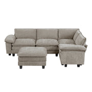 Home Elegance Dublin Taupe 5pc Modular Sectional with Ottoman