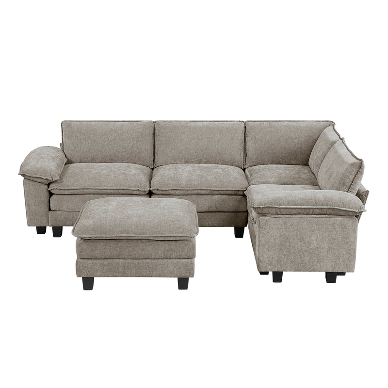 Home Elegance Dublin Taupe 5pc Modular Sectional with Ottoman