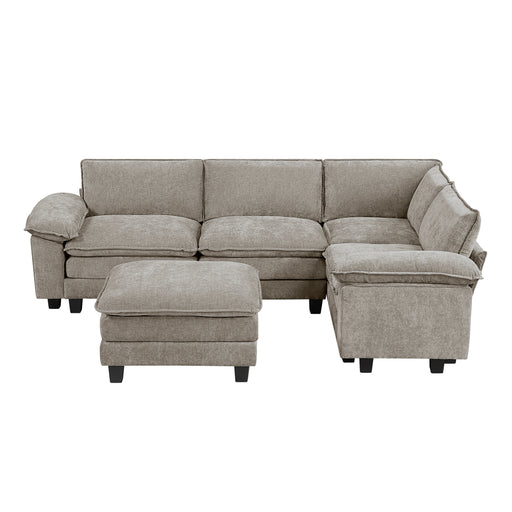 Home Elegance Dublin Taupe 5pc Modular Sectional with Ottoman