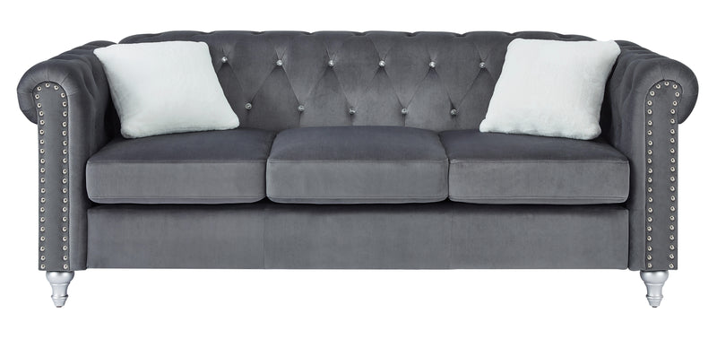 Glory Furniture Raisa Gray Velvet Sofa