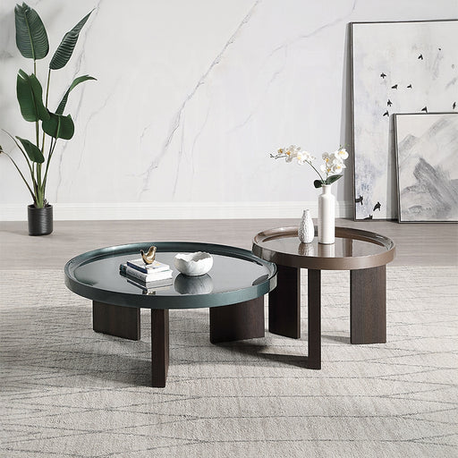 Acme Furniture Lakita Blackish Green Dark Blond 3pc Coffee Table Set