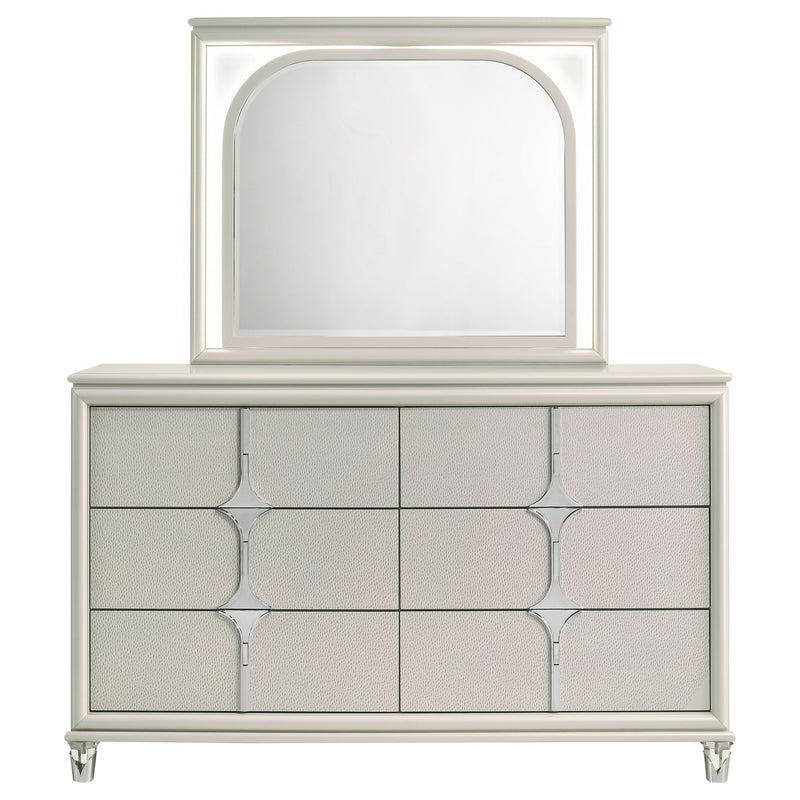 Coaster Furniture Olivia White Dresser and LED Mirror