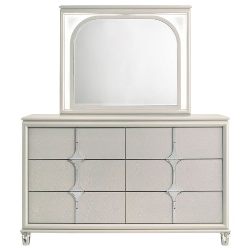 Coaster Furniture Olivia White Dresser and LED Mirror